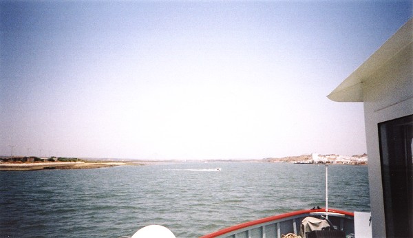 Crossing the River Guadiana, marking the border between Portugal (left) and Spain (right)