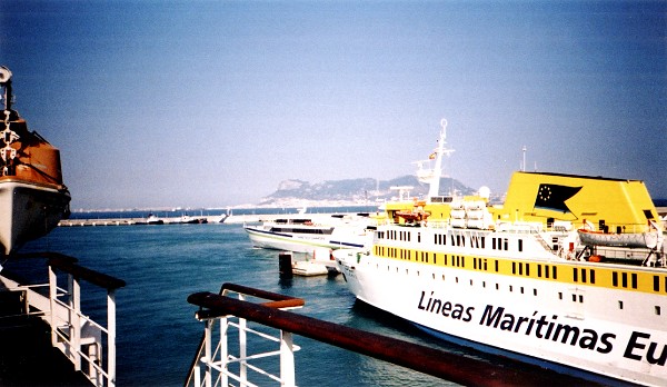 Gibraltar rock as seen from the ferry leaving Algeciras
