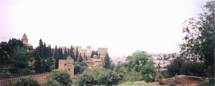 The Alcazaba seen from the Generalife gardens in the Alhambra