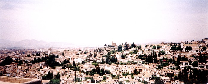 A view across a district of Granada from the tower of the Alcazaba