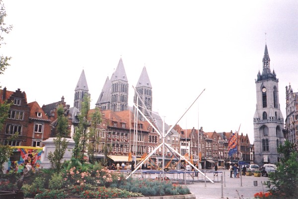 Another view of the Grand Place, looking towards the mighty cathedral and belfry