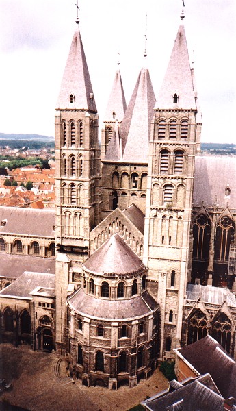 A view from the belfry of the huge Romanesque cathedral