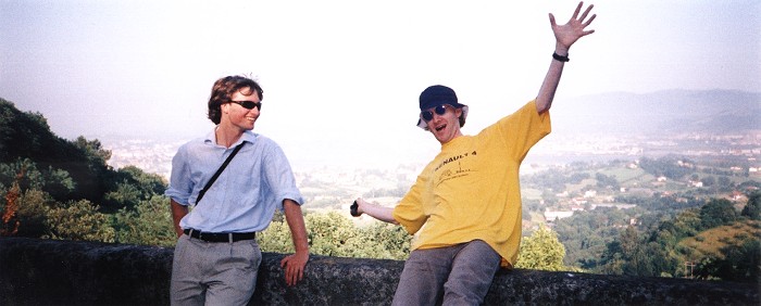 Asier and I taking a breather at a viewing point on the road into the mountains, whilst seconds away in the opposite direction a sudden rolling mass of threatening cloud was approaching