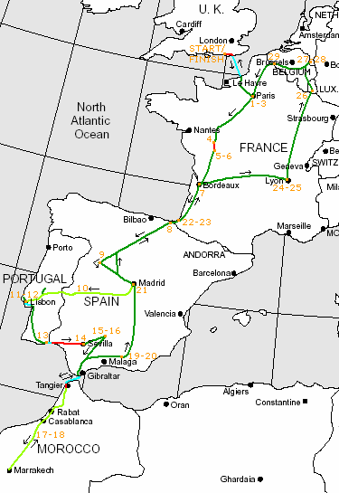 Interrail 2003 route map
